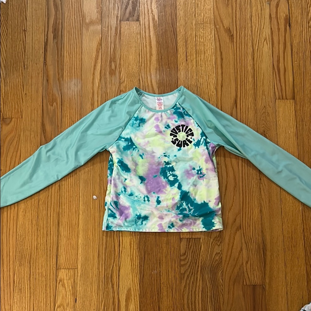 Vintage Green and Purple Rashguard Swim Shirt